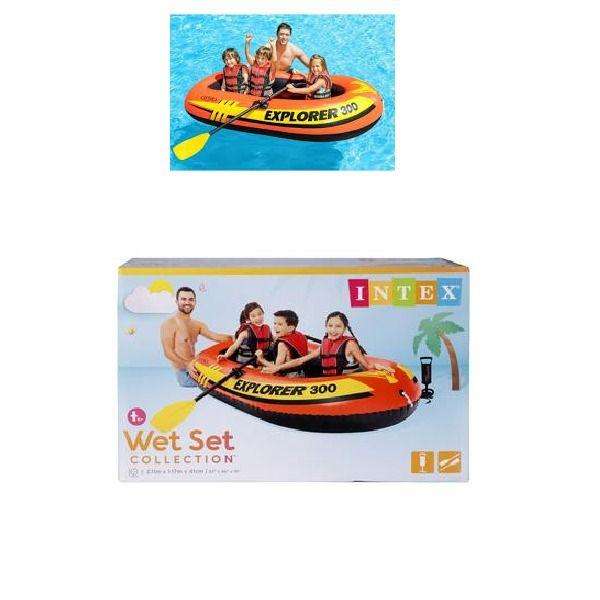 Intex Explorer 300 Inflatable Boat Set  3-Person Raft with Oars & Pump