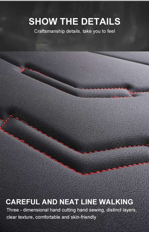 5-Piece Universal PU Leather Car Seat Cover Set  Red & Black  Front and Rear Seat Protection for M