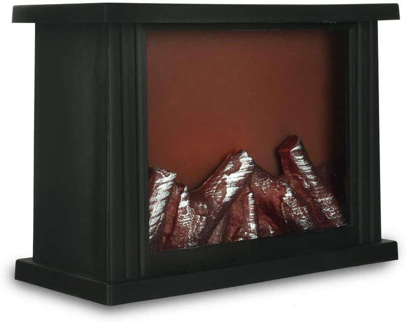 Square LED Flame Effect Fireplace Lantern - 29cm Compact & Portable Ambiance Light for Indoor & Outd