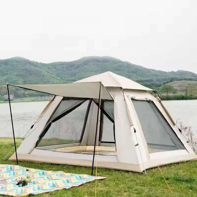 4-Person Double Layer Automatic Pop-Up Camping Tent - 240x240cm, Waterproof 2000MM, All Season
