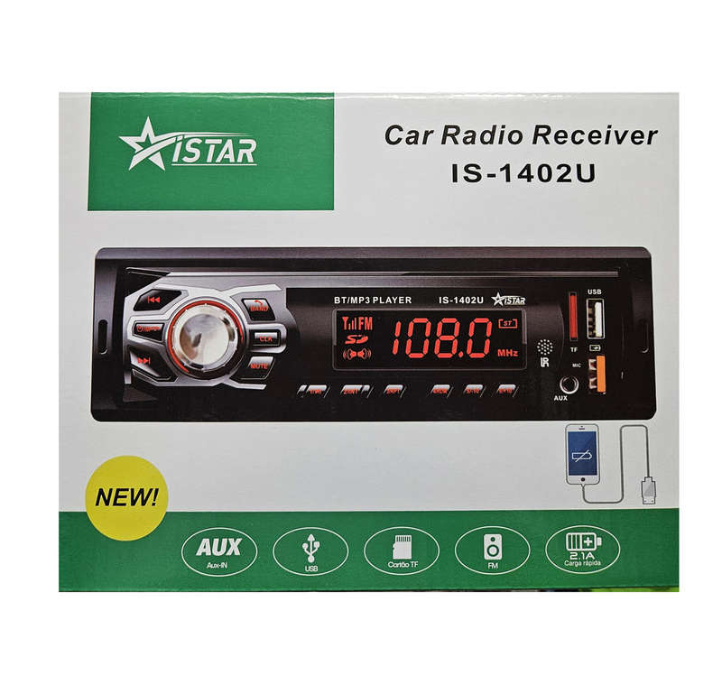 NEW! Istar IS-1402U Car Stereo Receiver - BT/MP3 Player, USB, AUX, FM Radio