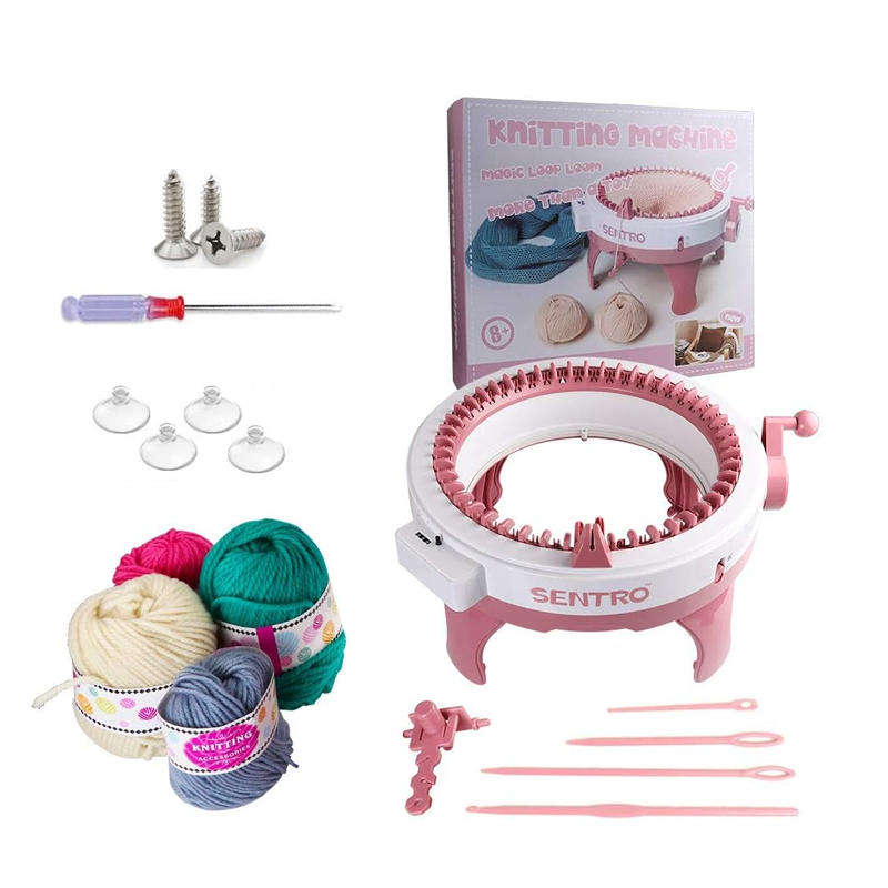 48-Needle Rotary Knitting Machine Kit  Hand-Cranked Circular Loom for DIY Scarves, Hats, and Socks