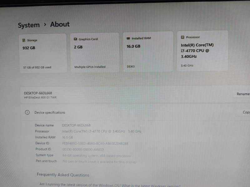 HP EliteDesk 800 G1 TWR Core i7-4770 3.40GHz