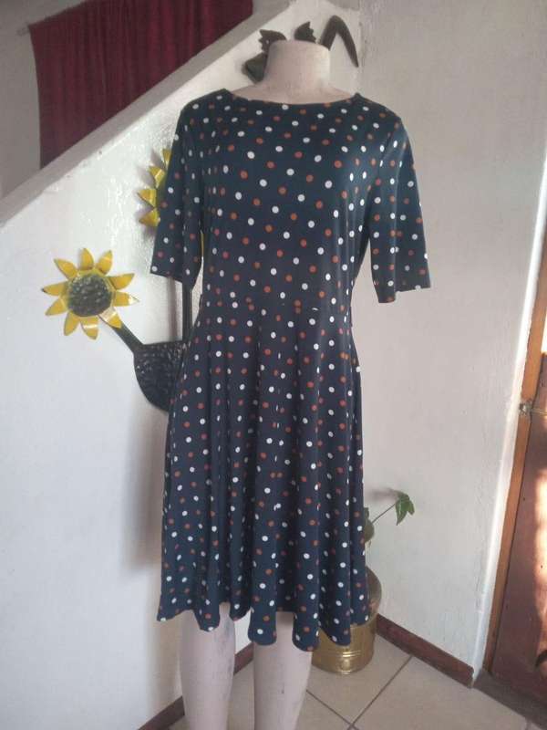 Oakridge Navy Polkadot Dress
