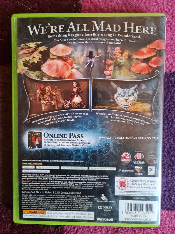 Xbox 360, Alice Madness Returns, CIB,