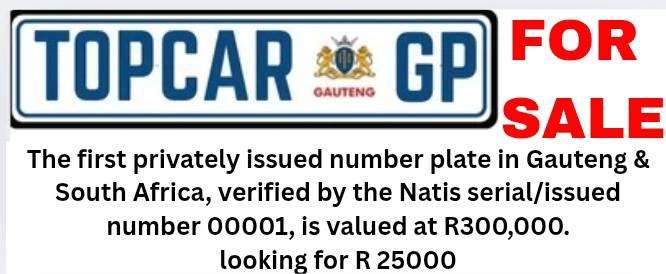FIRST ISSUED NUMBER PLATE IN GAUTENG