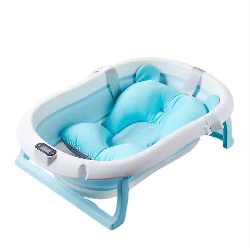 Foldable Baby Bath Tub,Newborn Baby Tub with Soft Bath Mat and Real Time Water Temperature Display