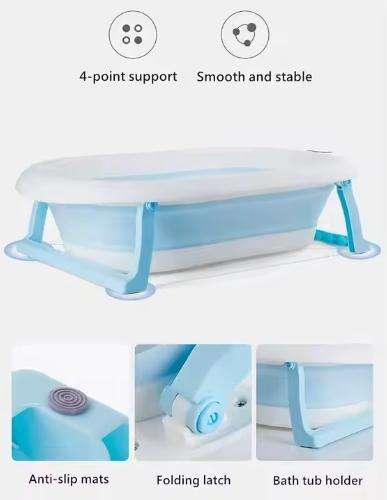 Foldable Baby Bath Tub,Newborn Baby Tub with Soft Bath Mat and Real Time Water Temperature Display