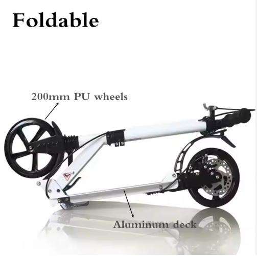 Adult Kick Scooter with Disc Handbrake, Foldable Adjustable Urban Scooter with Dual Suspension