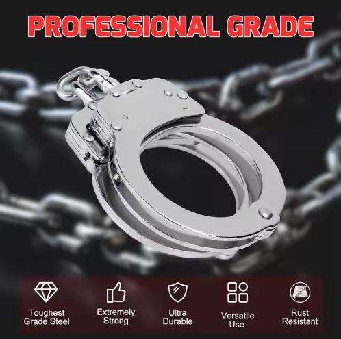Security Department Metal Carbon Steel Handcuffs Double Locking System Handcuff Stainless