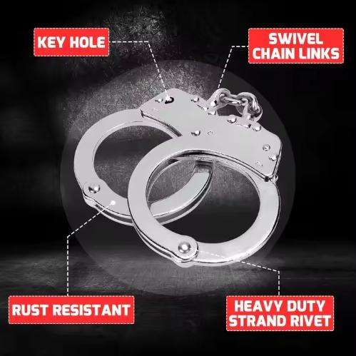 Security Department Metal Carbon Steel Handcuffs Double Locking System Handcuff Stainless