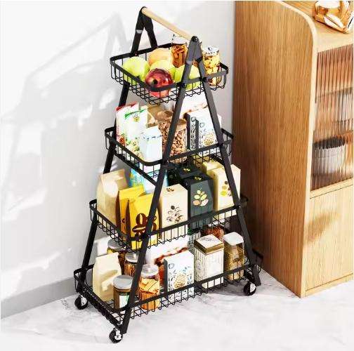 Multi-layer Vegetable Baskets Household Mobile Trolleys Fruit Storage Racks