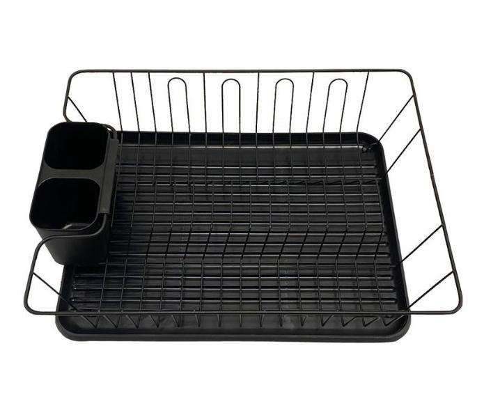 Dish Rack Drainer With Drip Tray & Cutlery Holder - Black