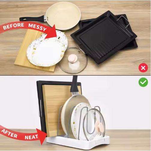 Kitchen Multifunctional Detachable Pot Cover Bowl Rack Cutlery Storage Rack