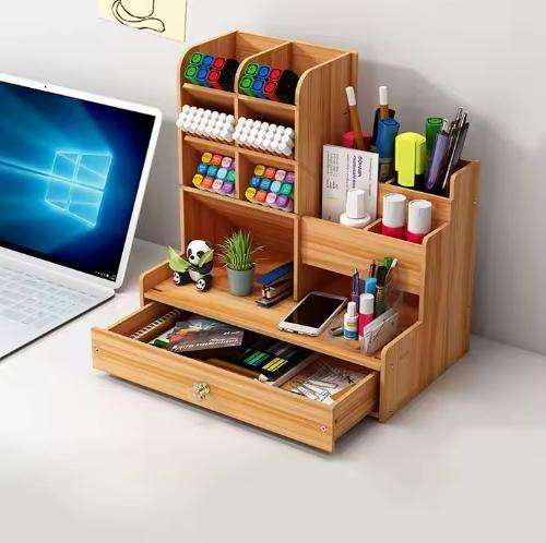 DIY Desk Organizer with Compartment Drawer Desktop Stationery Organizer