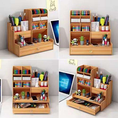 DIY Desk Organizer with Compartment Drawer Desktop Stationery Organizer