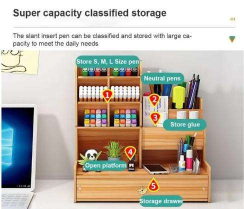 DIY Desk Organizer with Compartment Drawer Desktop Stationery Organizer