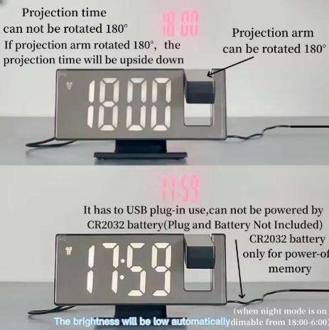 Projection Alarm Clock for Heavy Sleepers, Digital Clock for Bedroom