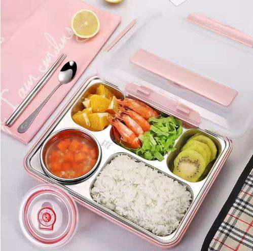 Lunch Box 5 Compartment Stainless Steel Large Container - SUS304