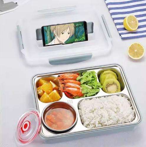 Lunch Box 5 Compartment Stainless Steel Large Container - SUS304