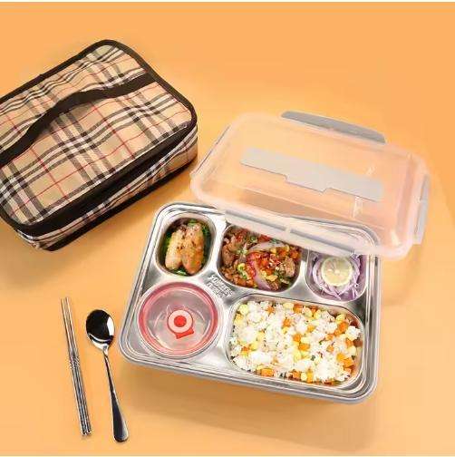 Lunch Box 5 Compartment Stainless Steel Large Container - SUS304