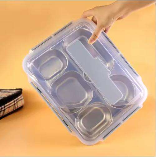 Lunch Box 5 Compartment Stainless Steel Large Container - SUS304