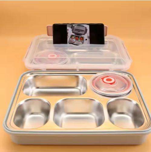 Lunch Box 5 Compartment Stainless Steel Large Container - SUS304