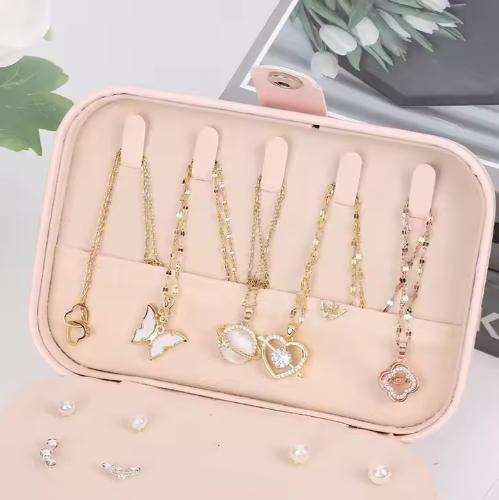 Dual Layer PU Leather Compact Portable Jewelry Box Organizer