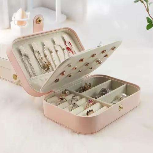 Dual Layer PU Leather Compact Portable Jewelry Box Organizer