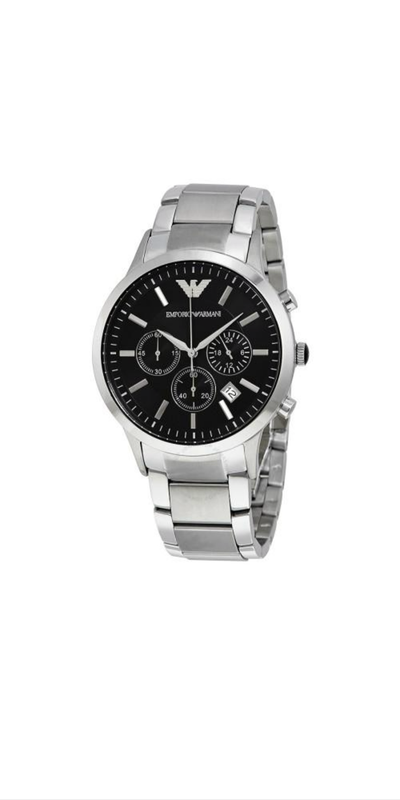 Brand New Emporio Armani AR2434 Mens Chronograph Watch  Black Dial, Stainless Steel