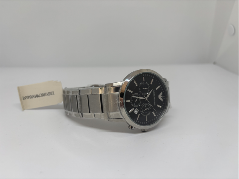 Brand New Emporio Armani AR2434 Mens Chronograph Watch  Black Dial, Stainless Steel