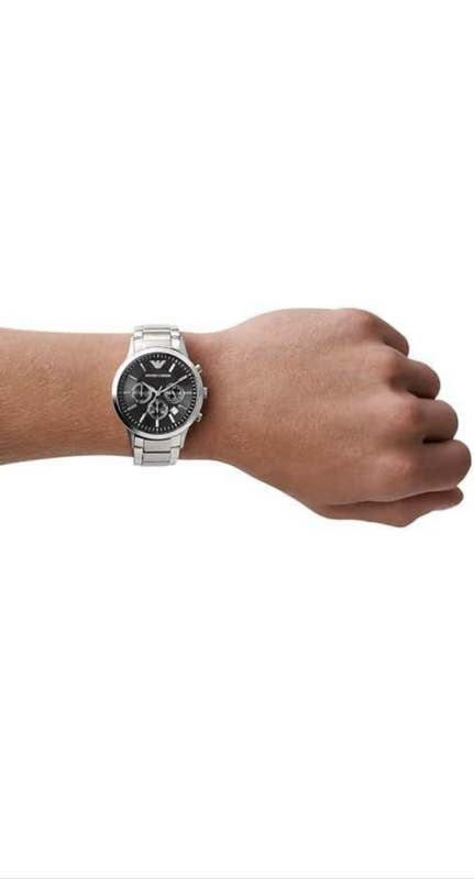 Brand New Emporio Armani AR2434 Mens Chronograph Watch  Black Dial, Stainless Steel