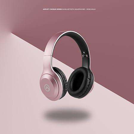 Amplify AMP-2008-RG Chorus Series 2.0 Bluetooth Wireless Over-Ear Headphones, Rose Gold