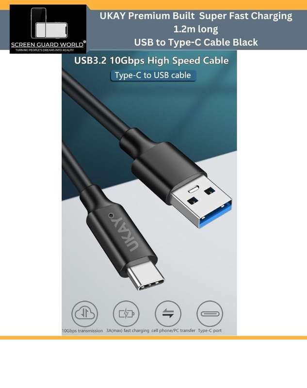 UKAY Premium Built 5.0Amp Super Fast USB Charging and Data Cable 1.2m long - USB to Type C Black