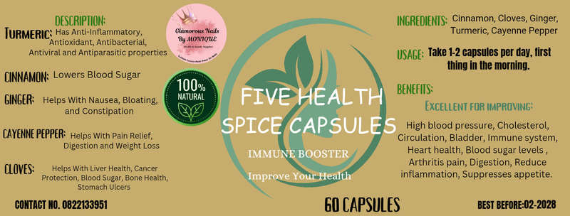 Five Health Spices Supplements (60 Capsules)