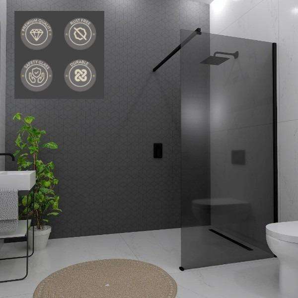 NAYA - Vanta Shower Screen Euro Grey Black 1500x2000x8mm