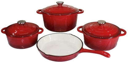 Cast Iron 7 Piece Authentic Dutch Oven Cookware Pot Set
