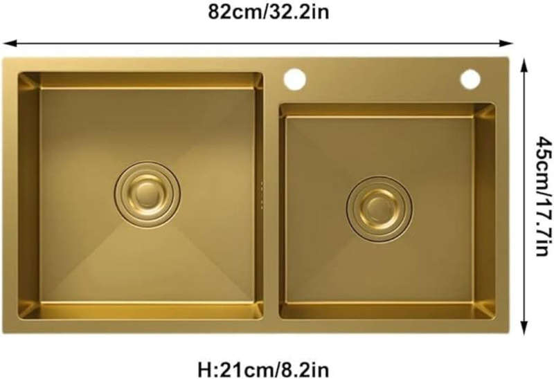 AIYI STAINLESS STEEL DOUBLE SINK GOLD