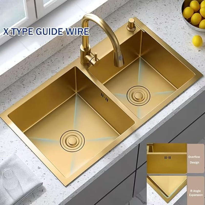AIYI STAINLESS STEEL DOUBLE SINK GOLD