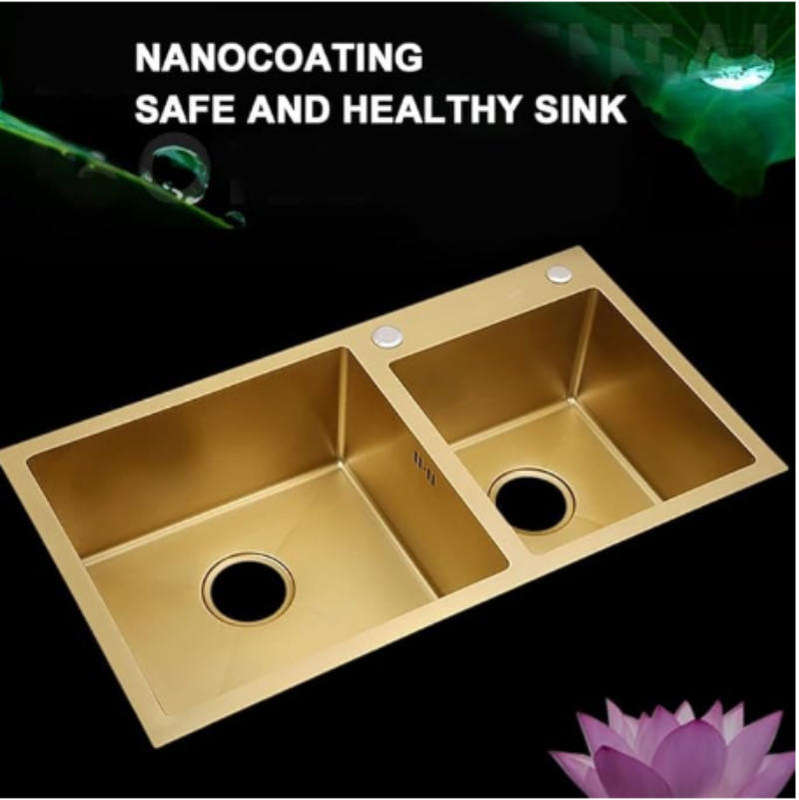 AIYI STAINLESS STEEL DOUBLE SINK GOLD