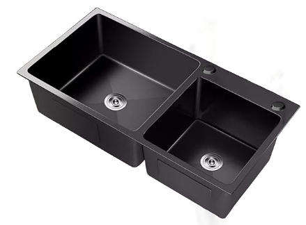 AIYI STAINLESS STEEL DOUBLE SINK BLACK WITH COLANDER
