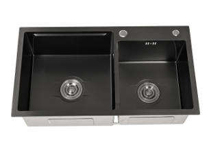 AIYI STAINLESS STEEL DOUBLE SINK BLACK WITH COLANDER