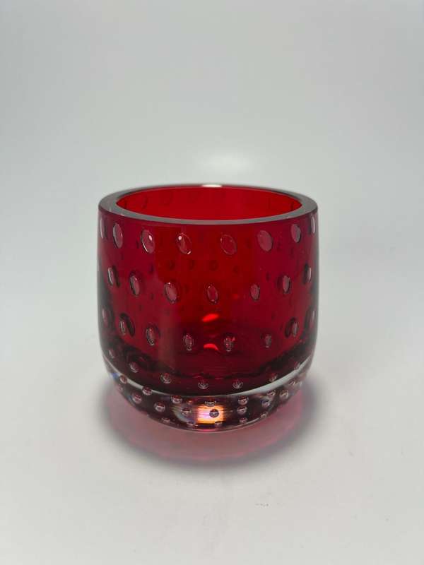 2 x Red Glass Tumblers  Controlled Bubble Design