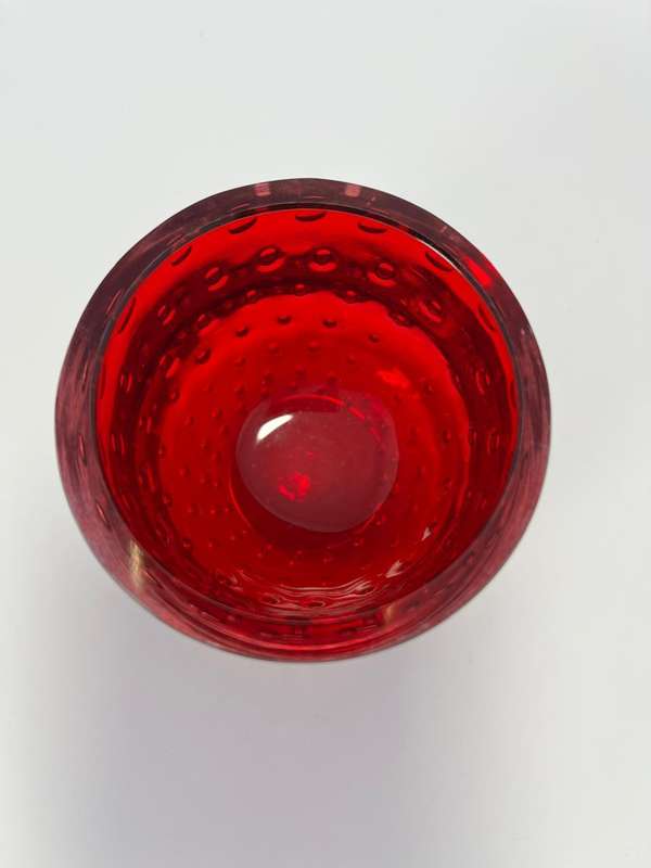 2 x Red Glass Tumblers  Controlled Bubble Design