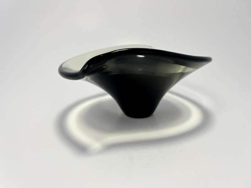 Vintage Burgundy Clear Glass Ashtray / Bowl