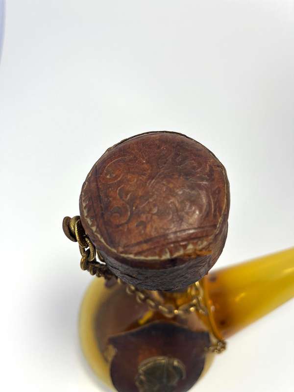 Vintage Traditional Spanish Amber Handblown Glass Porron Wine Decanter  1970s