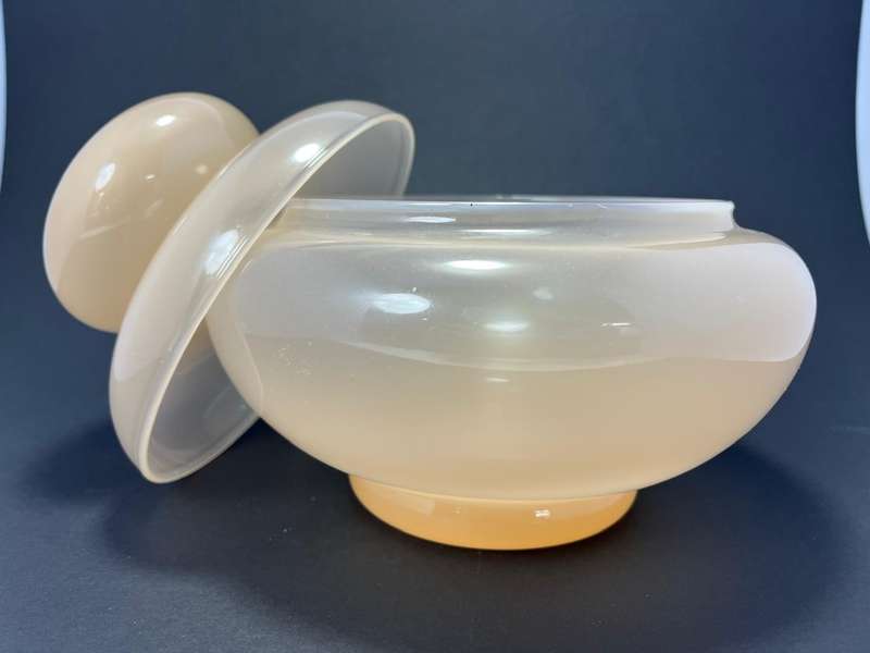 Art Deco Handblown Jar with Lid  Soft Peach Colour (200 x 200mm)
