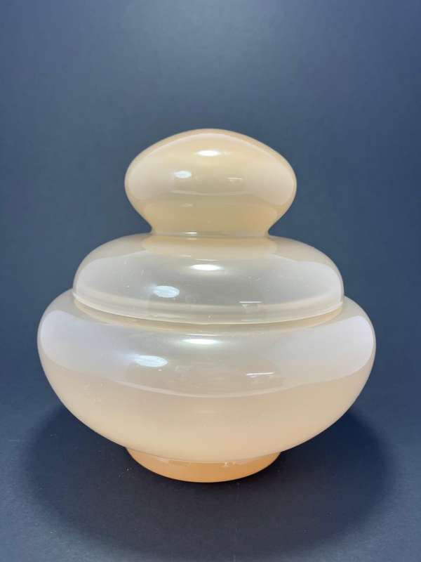 Art Deco Handblown Jar with Lid  Soft Peach Colour (200 x 200mm)