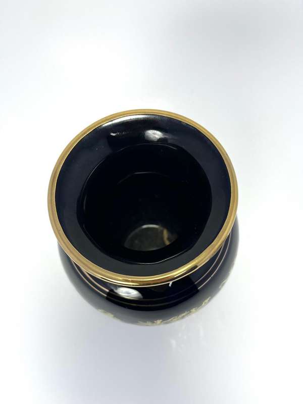 Vintage Greek 24K Gold Ceramic Mini Vase  Handmade in Greece