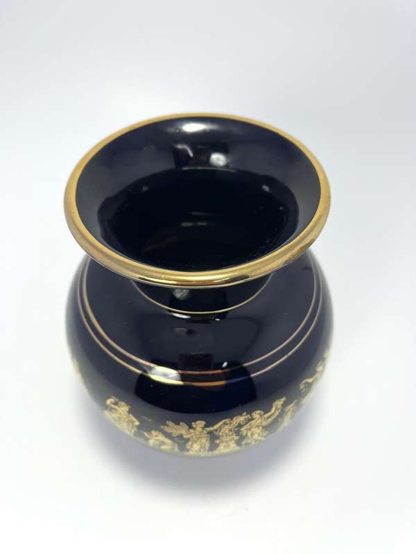 Vintage Greek 24K Gold Ceramic Mini Vase  Handmade in Greece